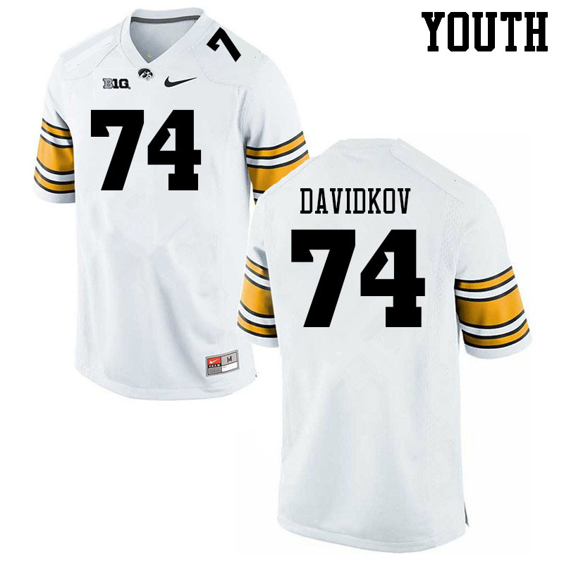 Youth #74 David Davidkov Iowa Hawkeyes College Football Jerseys Sale-White